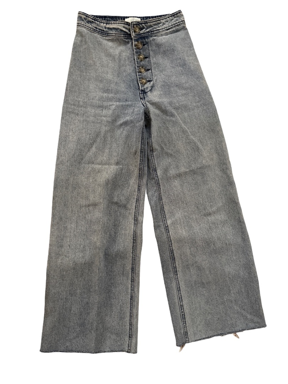 High-Rise Wide Leg Button-Fly Jeans in Faded Blue